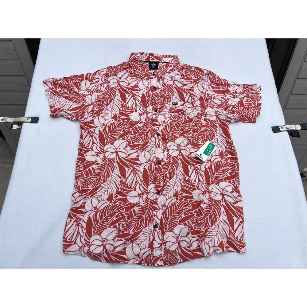 Rip Curl Fun Times Floral SS Shirt Mens 2XL‎ Button Up Light Orange